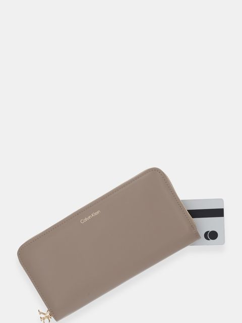 Calvin Klein portfel skórzany damski kolor beżowy LV04F1093G