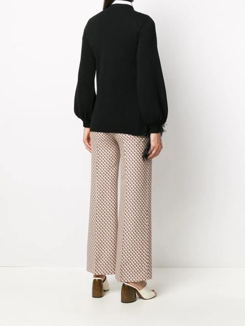 Valentino Garavani feather trim jumper - Black