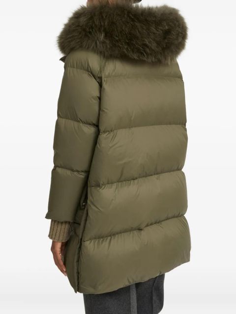 Yves Salomon shearling-trimmed down coat - Green
