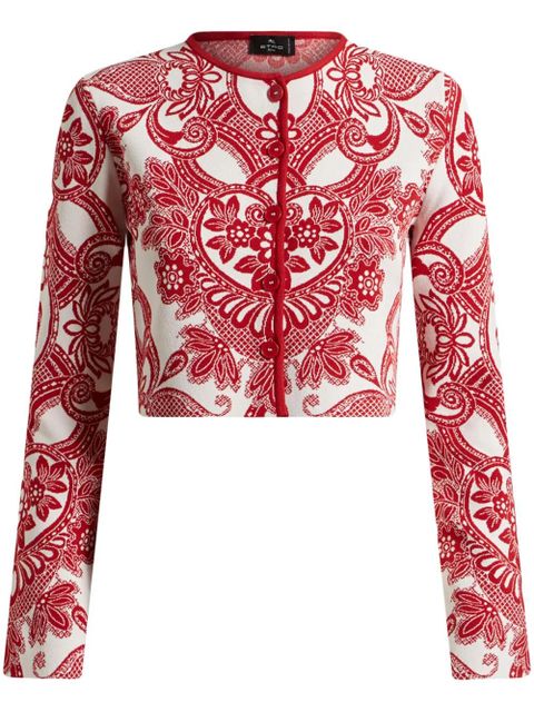 ETRO two-tone cropped cardigan - Red - zdjęcie produktu nr 1