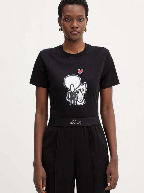 Karl Lagerfeld t-shirt bawełniany IKON damski kolor czarny B1W17038 - zdjęcie produktu nr 1