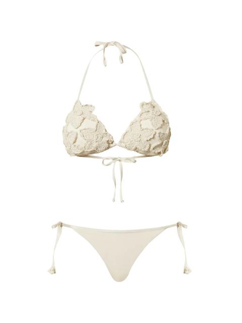 TWINSET crochet-knit triangle bikini - White - zdjęcie produktu nr 1