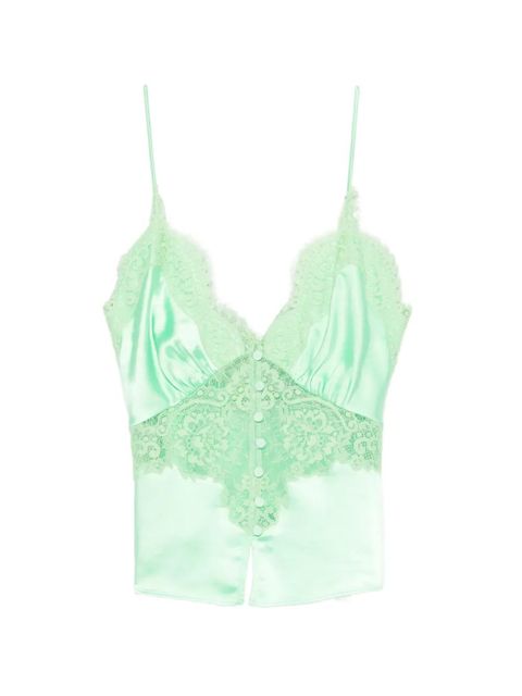 Self-Portrait lace buttoned top - Green - zdjęcie produktu nr 1