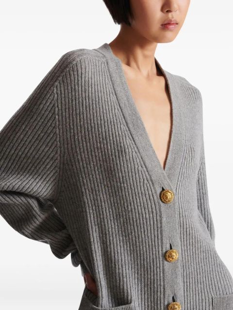 Balmain ribbed buttoned cardigan - Grey - zdjęcie produktu nr 2