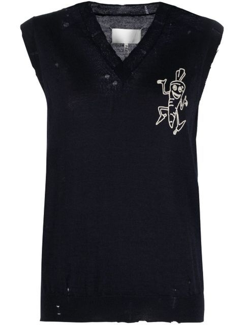 Maison Margiela intarsia-knit wool vest - Blue