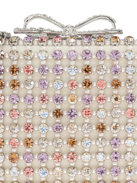 Self-Portrait crystal-embellished bow tote bag - White