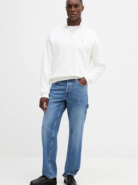 Lacoste bluza bawełniana kolor kremowy gładka SH7759