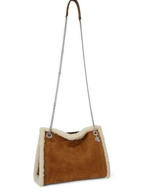 Lauren Ralph Lauren torebka zamszowa kolor brązowy 431980182