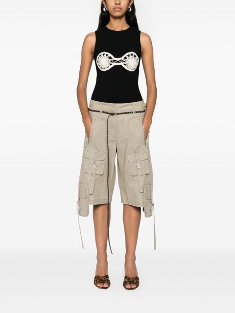 Magda Butrym floral-appliqué ribbed tank top - Black - zdjęcie produktu nr 2