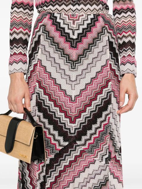Missoni zigzag-pattern lamé maxi skirt - Black