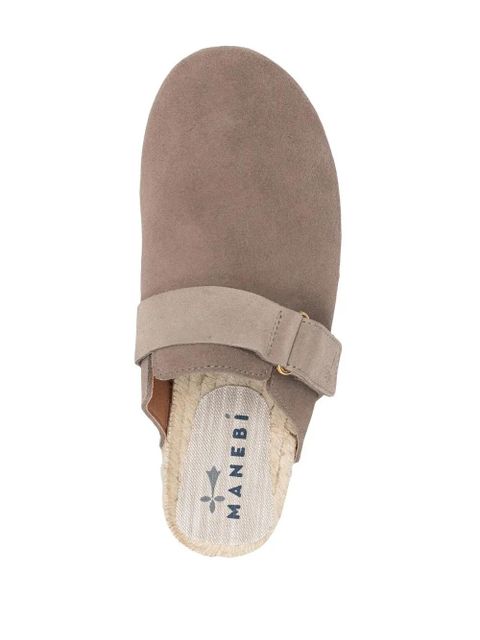 Manebi suede round-toe mules - Brown