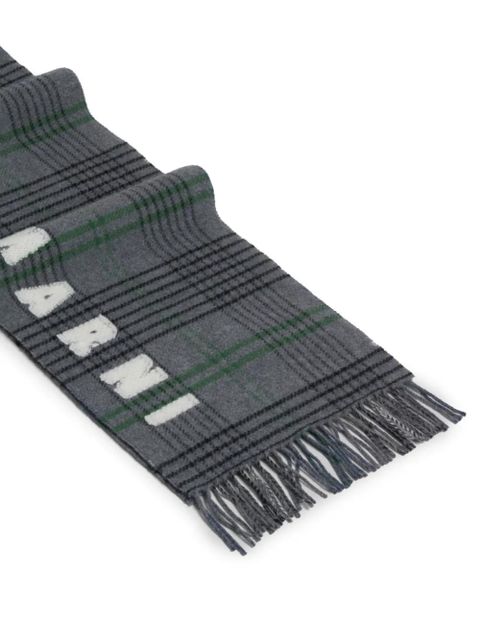 Marni intarsia-knit logo scarf - Grey