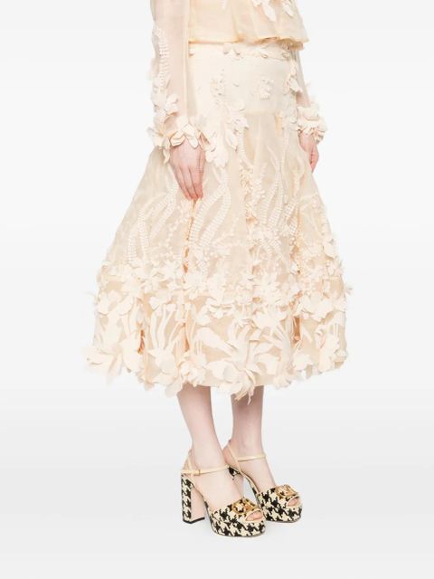 ZIMMERMANN floral-applique midi skirt - Neutrals