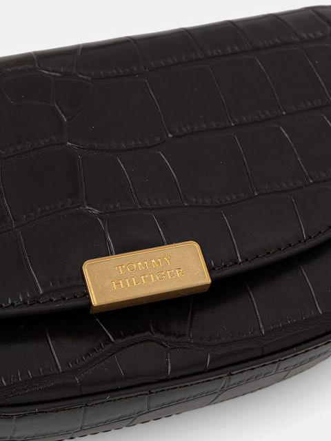 Tommy Hilfiger torebka skórzana kolor brązowy AW0AW18203