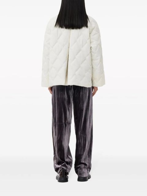 GANNI pointed-collar diamond quilting jacket - White
