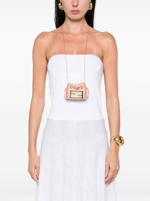 FENDI Mamma Baguette embroidered mini bag - Neutrals