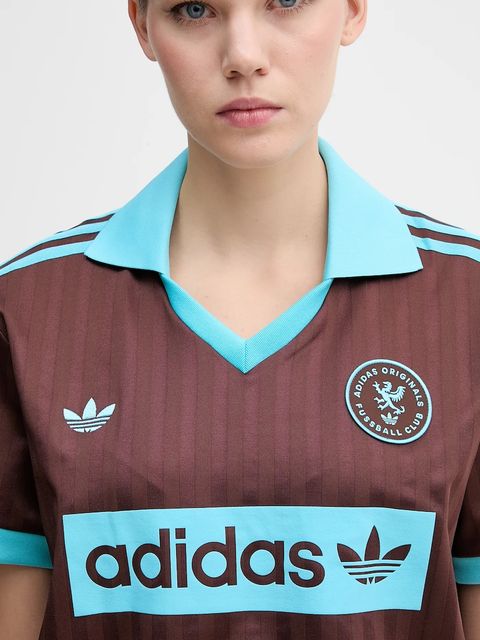 adidas Originals t-shirt Football Tee damski kolor brązowy JY3542