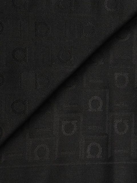 Ferragamo Gancini-pattern fringed scarf - Black