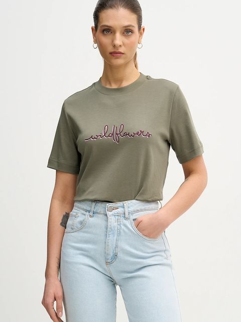 United Colors of Benetton t-shirt bawełniany damski kolor zielony 3DCJD10B5 - zdjęcie produktu nr 1