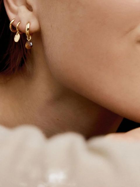 Monica Vinader tiger-eye drop huggie earrings - Gold