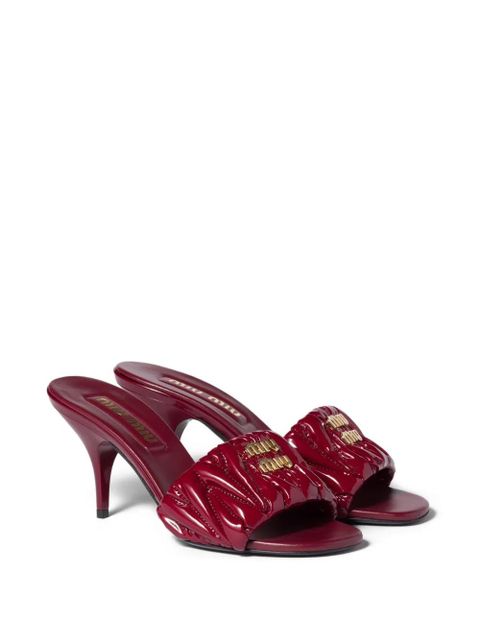 Miu Miu matelassé patent nappa leather mules - Red - zdjęcie produktu nr 2