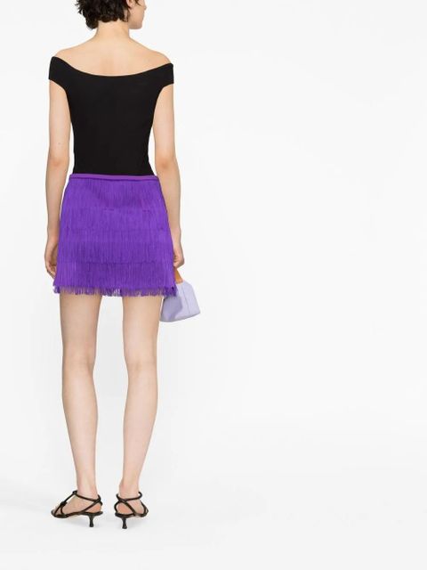 PINKO fringe-detail miniskirt - Purple