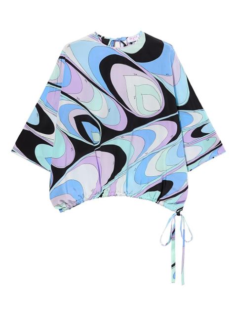 PUCCI onde-print silk top blouse - Blue - zdjęcie produktu nr 1