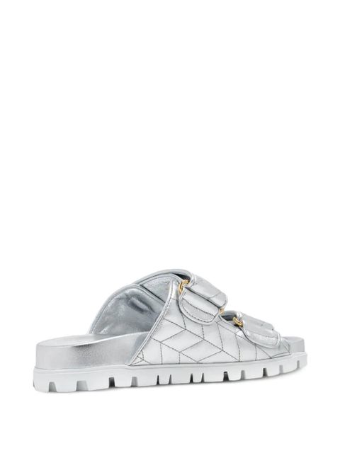 Miu Miu matelassé-effect sandals - Silver