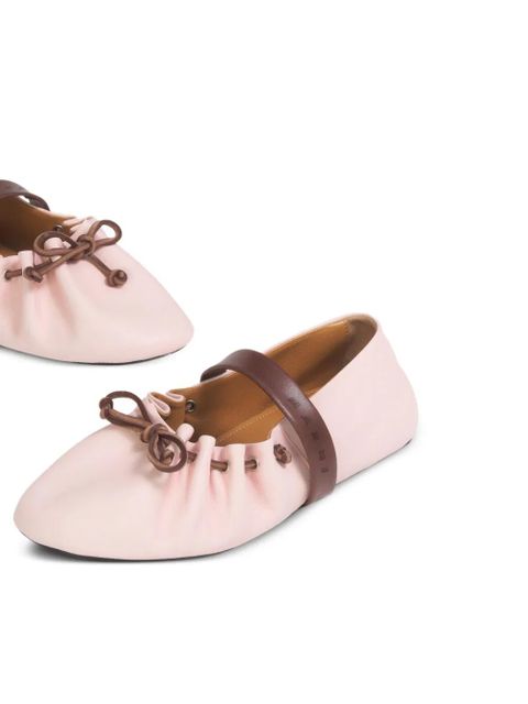 Marni strap leather ballet flats - Pink