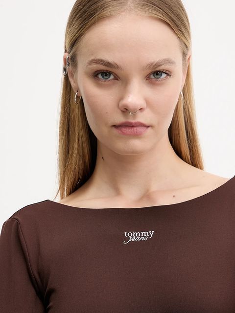 Tommy Jeans body kolor brązowy DW0DW21574