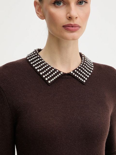 Pinko sweter z domieszką wełny damski kolor brązowy 105530 A2S4