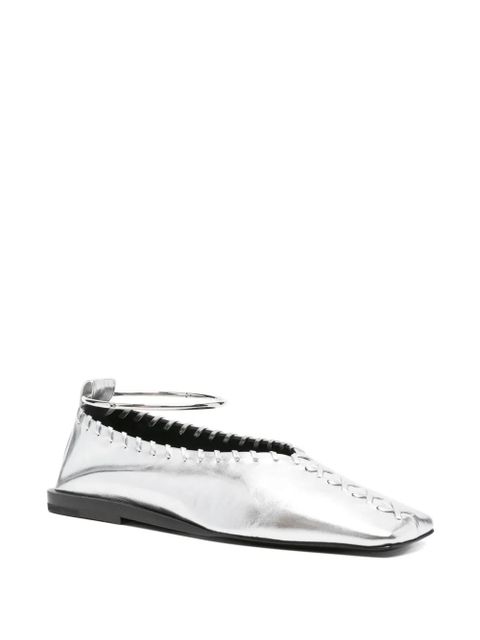 Jil Sander ankle-bracelet ballet flats - SKY GREY/SILVER - zdjęcie produktu nr 2