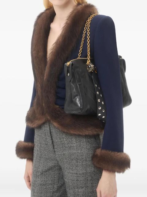 Valentino Garavani fur-trimmed crepe blazer - Blue