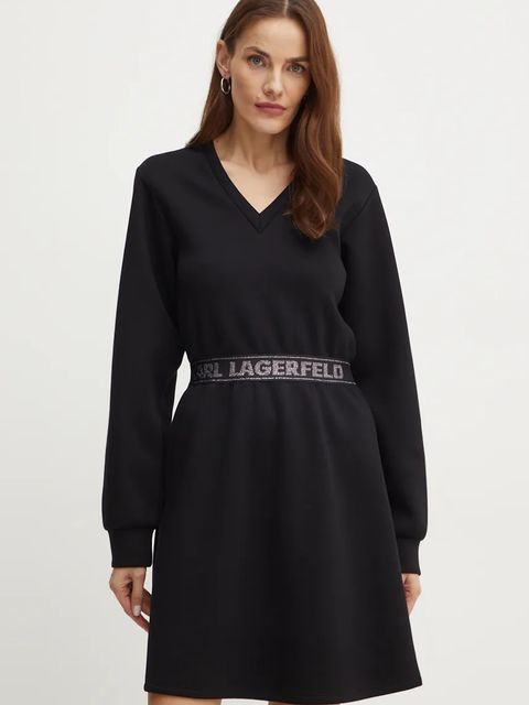 Karl Lagerfeld sukienka kolor czarny mini rozkloszowana 246W1312 - zdjęcie produktu nr 1