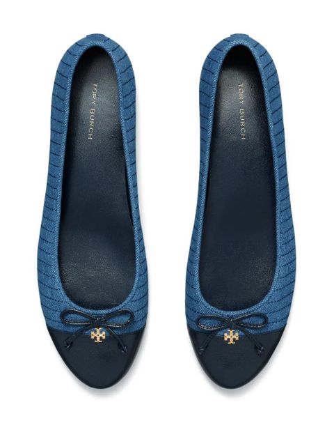 Tory Burch cap-toe quilted ballerina shoes - Blue