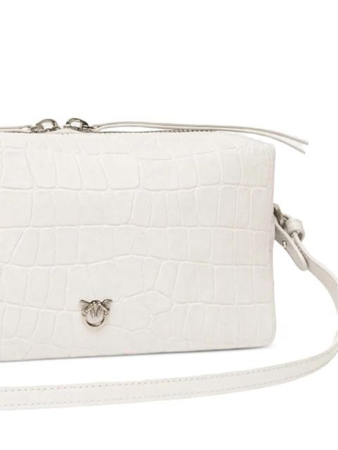 PINKO embossed silver detail shoulder bag - White