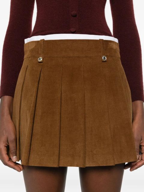 Maje corduroy pleated mini skirt - Brown