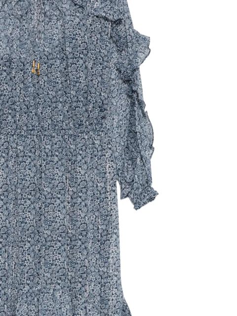 Michael Kors floral ruffle midi dress - Blue