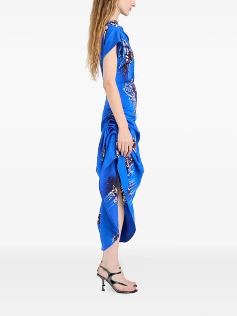 Proenza Schouler Antonella printed draped midi dress - Blue