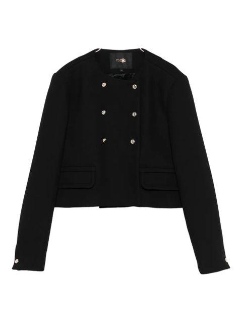 Maje double-breasted cropped blazer - Black