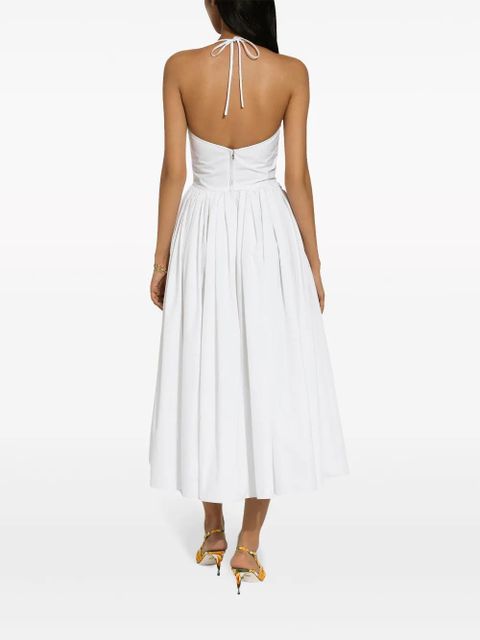 Dolce & Gabbana logo-plaque cotton halterneck dress - White