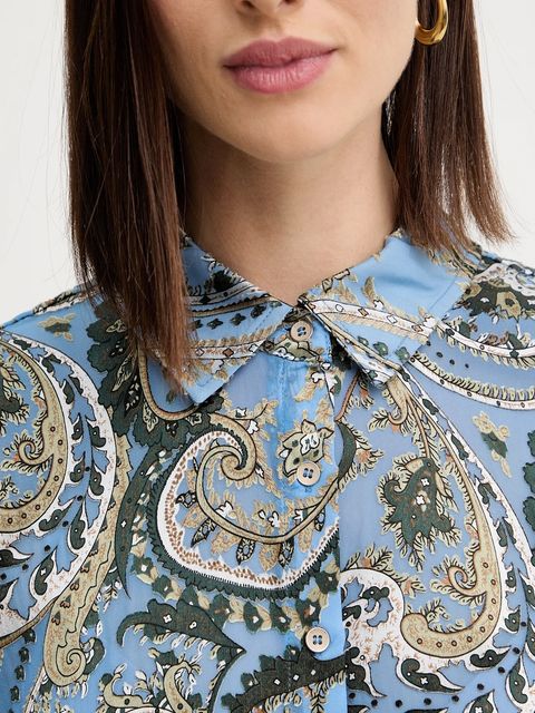 Guess koszula CLARISSE damska kolor niebieski regular z kołnierzykiem klasycznym W5BH78 W2770