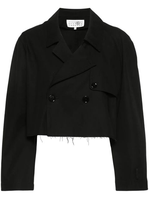 MM6 Maison Margiela double-breasted cotton cropped jacket - Black - zdjęcie produktu nr 1
