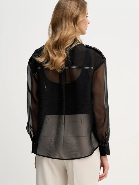 Sisley koszula damska kolor czarny relaxed z kołnierzykiem klasycznym 5VGNLQ09I - zdjęcie produktu nr 2