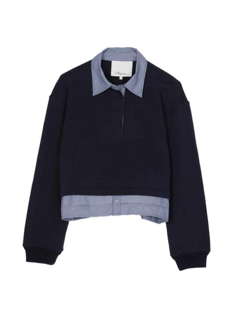 3.1 Phillip Lim long-sleeves polo top - Blue - zdjęcie produktu nr 1