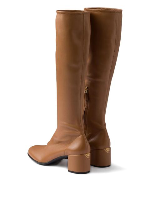 Prada 60mm stretch-nappa leather boots - Brown