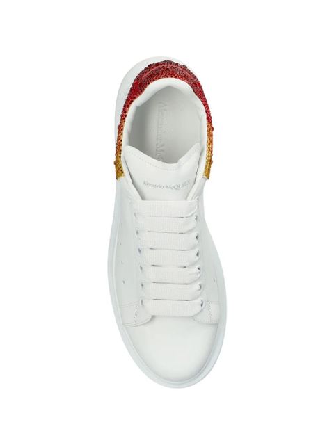 Alexander McQueen Oversized crystal-embellished leather sneakers - White