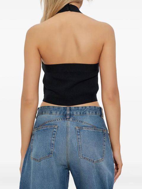 Cult Gaia cross-neck ribbed top - Black