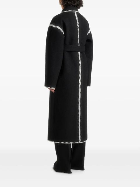 Manière De Voir Elora blanket-stitch belted coat - Black - zdjęcie produktu nr 2
