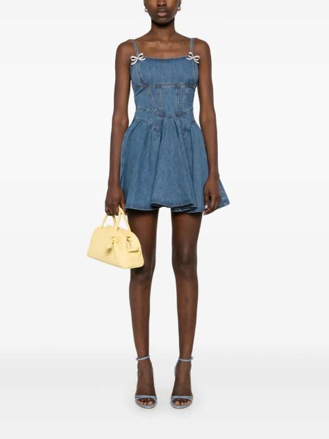 Self-Portrait denim flared mini dress - Blue